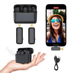 Microfono Inalambrico Dual Doble Celular Audio Reduccion Ruido Profesional Tipo Iphone
