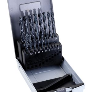 JUEGO 19 BROCAS 1-10×0,5MM CAJA PLAST.