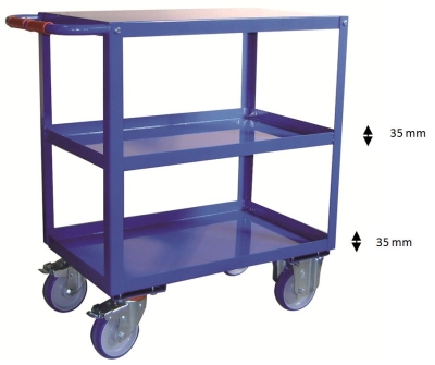 Carro herramientas bandeja superior lisa y dos con fondo - Imagen 3