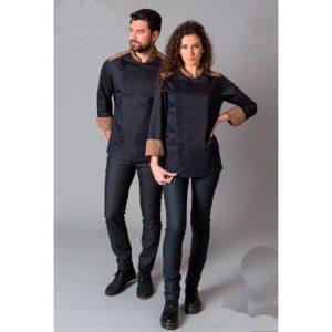 Chaqueta de Cocina Moderna Elástica Tejido Tejano Unisex