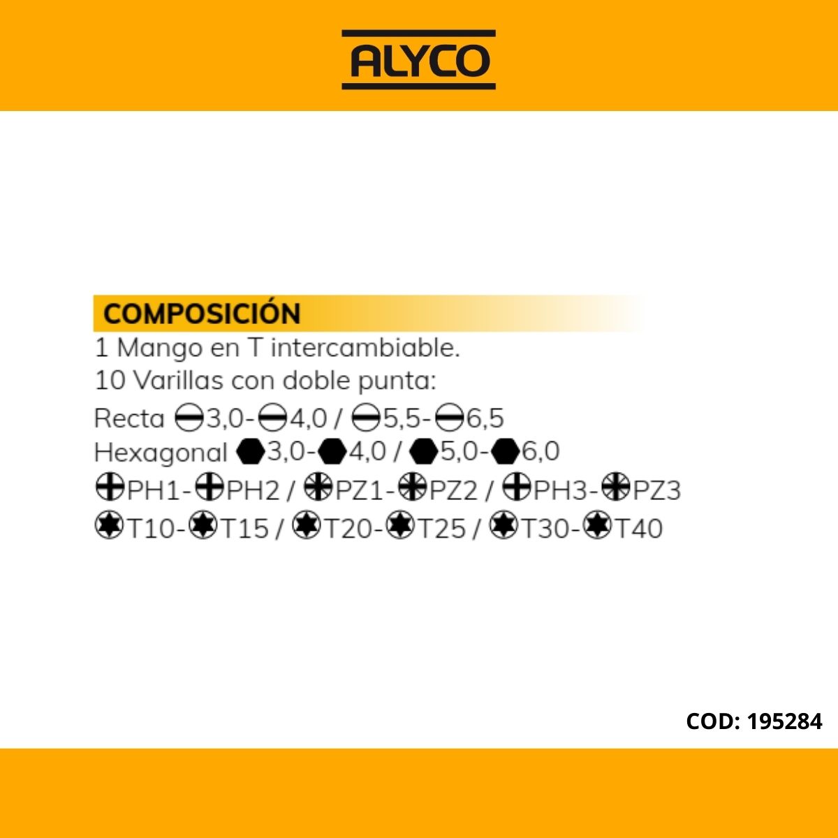 JUEGO 11 EN 1 MANGO EN T + 10 VARILLAS - Imagen 8