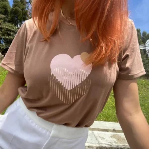 Camisetas para Dama Diseño Corazón con Rayas
