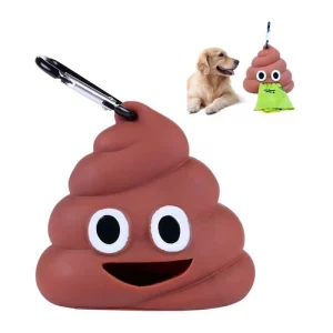 Dispensador de bolsas para desechos de mascotas con diseño de emoji mr poo