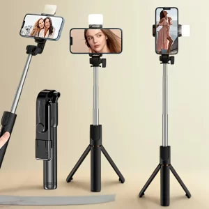 Palo selfie con trípode y luz LED al mayor