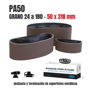 TYROLIT banda portátil PA50 desbaste y term sup metálicas 50x318mm