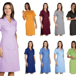 Bata de Sanidad y Farmacia Entallada con Botones Para Mujer