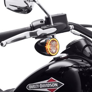 Inserto Signature LED para intermitentes delanteros Harley-Davidson® Luz ámbar – Lente ahumada