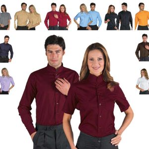 Camisa de Trabajo Elegante Cuello Mao Unisex Dublino