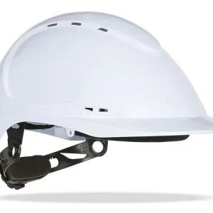 Casco de protección para la industria ventilado en color blanco, cierre ruleta, arnés textil 6 puntos. modelo Thor 2088CTVBL Marca